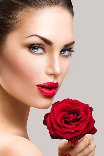model with the red rose