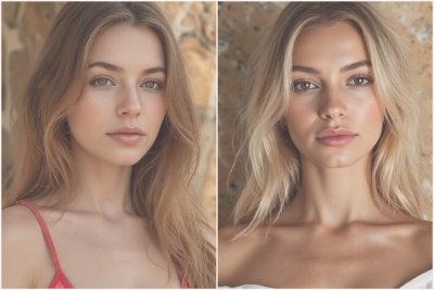 Blonde and brunette models representing Supreme level