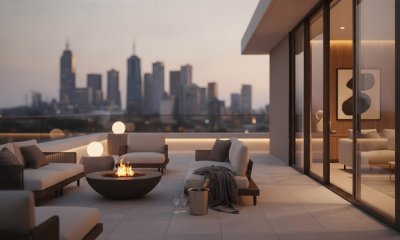 Luxury private penthouse terrace overlooking Melbourne at dusk, reflecting the exclusive and discreet Private Circle experience by Mona Lisa Models.
