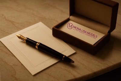 Luxury pen and posh card holder with Mona Lisa business cards